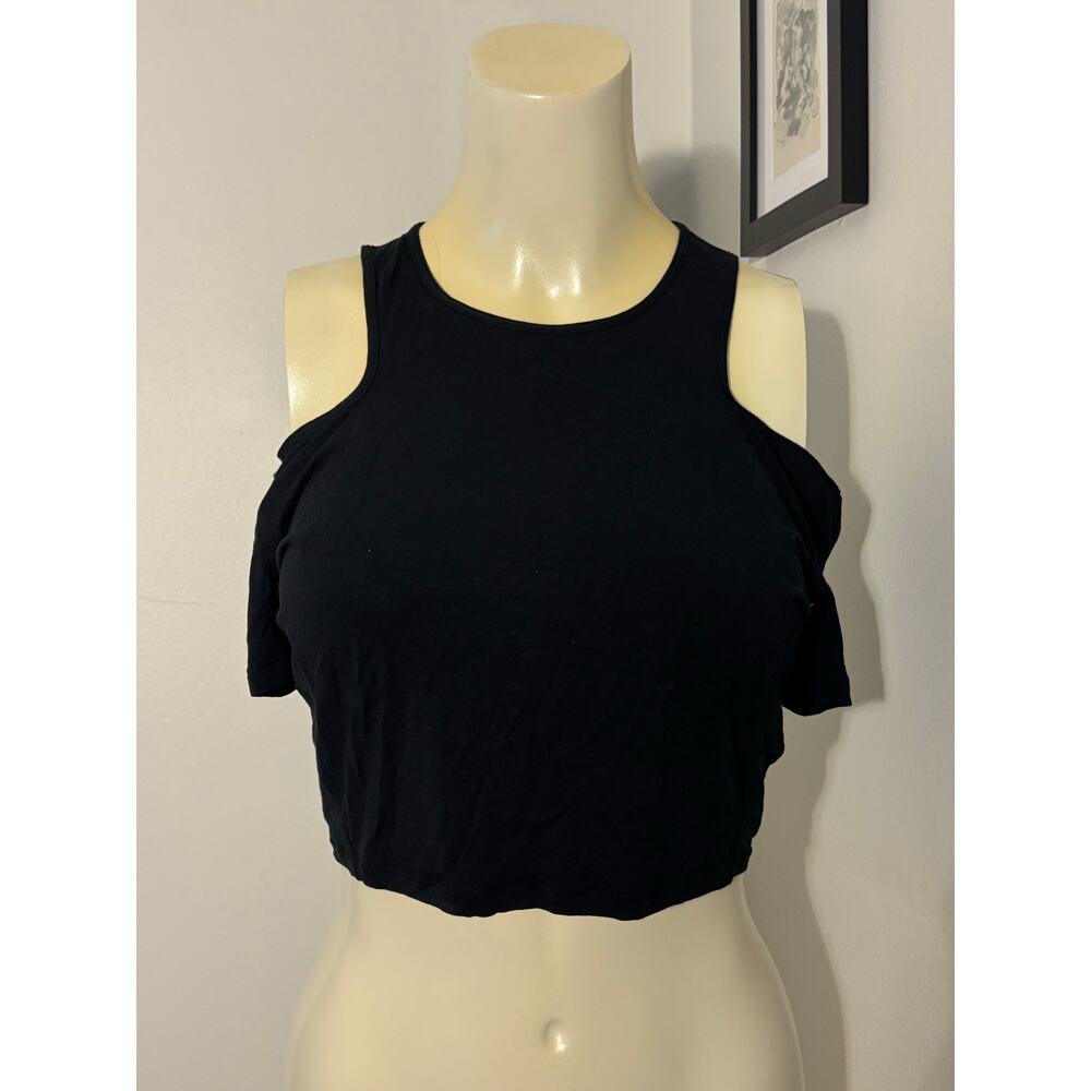 Lululemon Shoulder Cut-Out Yoga T-Shirt Black lulu no size 18” pit to pit